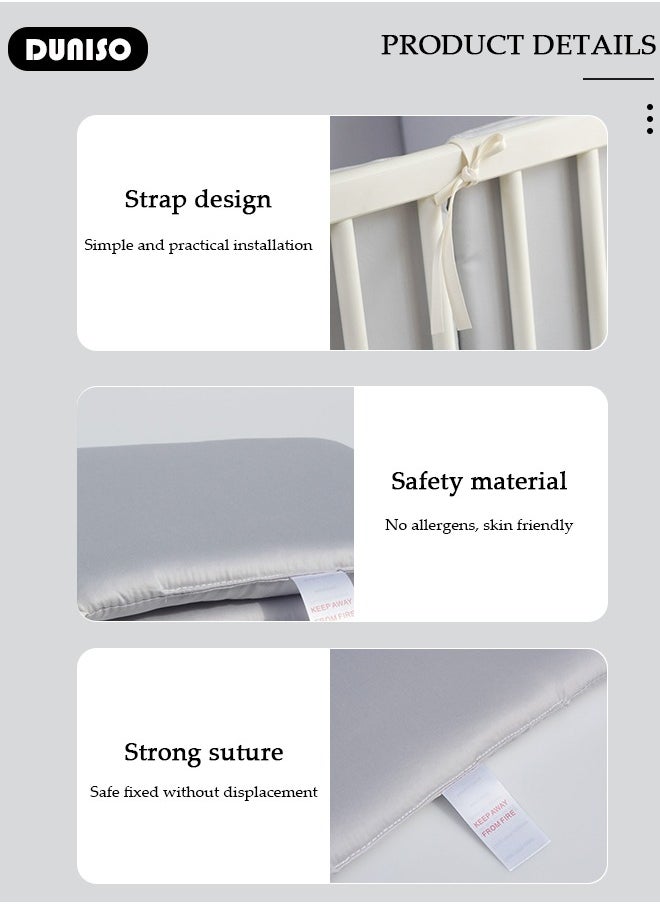 Cot Bumper, 6pcs Crib Bumper, Breathable Mesh Cot Liner, Crib Rail Cover, Baby Boys Girls Nursery Breathable Crib Bed Liner Bumper Baby Crib Rail Cover Protector Guard Padded Cot Rail Wrap for Side Front Rails