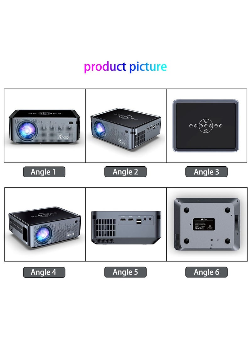 Classic Projector X1 Pro Full HD 5G Smart Projector 8K 1080P Resolution 12000 Lumens Dual Band WiFi Auto Focus Keystone correction Dual Stereo Speakers Dolby Digital Grey