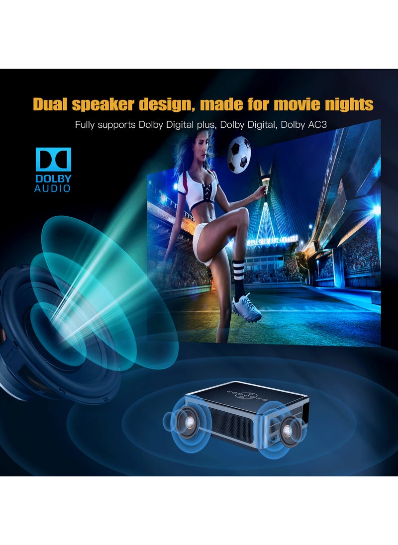 Classic Projector X1 Pro Full HD 5G Smart Projector 8K 1080P Resolution 12000 Lumens Dual Band WiFi Auto Focus Keystone correction Dual Stereo Speakers Dolby Digital Grey