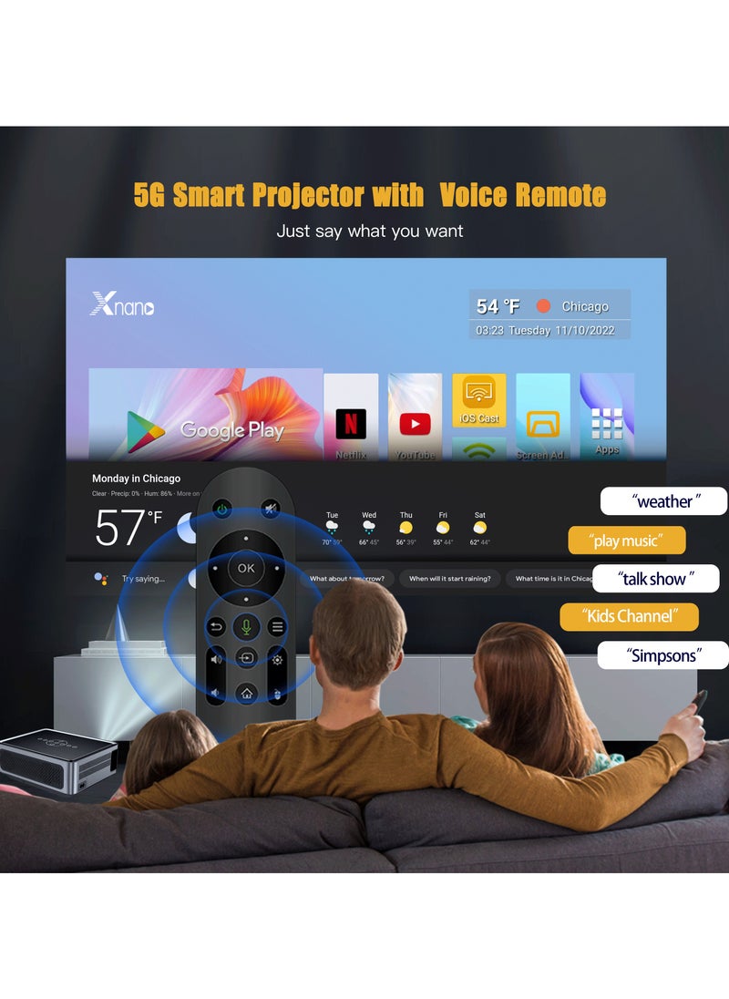 Classic Projector X1 Pro Full HD 5G Smart Projector 8K 1080P Resolution 12000 Lumens Dual Band WiFi Auto Focus Keystone correction Dual Stereo Speakers Dolby Digital Grey