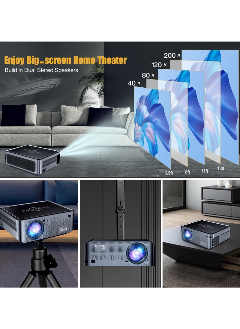 Classic Projector X1 Pro Full HD 5G Smart Projector 8K 1080P Resolution 12000 Lumens Dual Band WiFi Auto Focus Keystone correction Dual Stereo Speakers Dolby Digital Grey