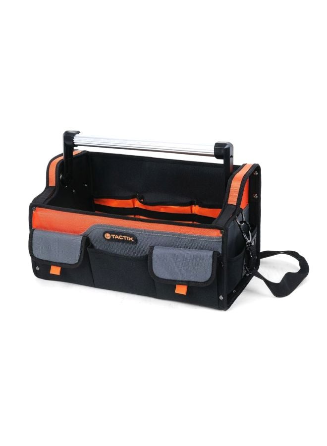 Tactix 18 Inches Tote Tool Bag With Rubber Gripped Aluminum Handle For Easy Tool Access, Orange/Black, Size: 25 W X 25 H X 46 cm- 323163 Black/Orange/Grey 18inch