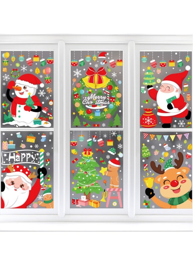 6 Sheet Christmas Window Cling Stickers for Glass, 194 PCS Christmas Window Stickers,Xmas Decals Decorations Snowflake Santa Claus Reindeer Decals for Party,Reusable Double-Sided Christmas Decorations Window Clings