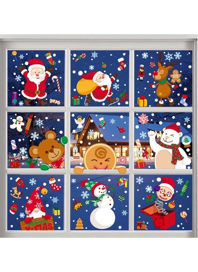 9 Sheet Christmas Window Cling Stickers for Glass, 240 PCS Christmas Window Stickers,Xmas Decals Decorations Snowflake Santa Claus Reindeer Decals for Party,Reusable Double-Sided Christmas Decorations Window Clings