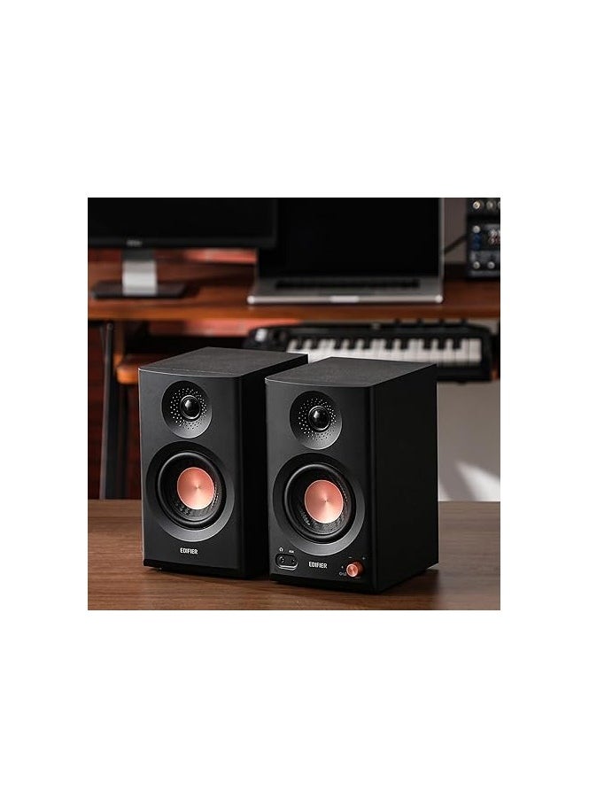 Edifier MR3 Powered Studio Monitor Speakers, Hi-Res Audio Certified Bluetooth V5.4 Active Bookshelf Speakers, 2.0 Computer Speaker with Headphone Output RCA AUX Balanced TRS Input - Black (Pair)