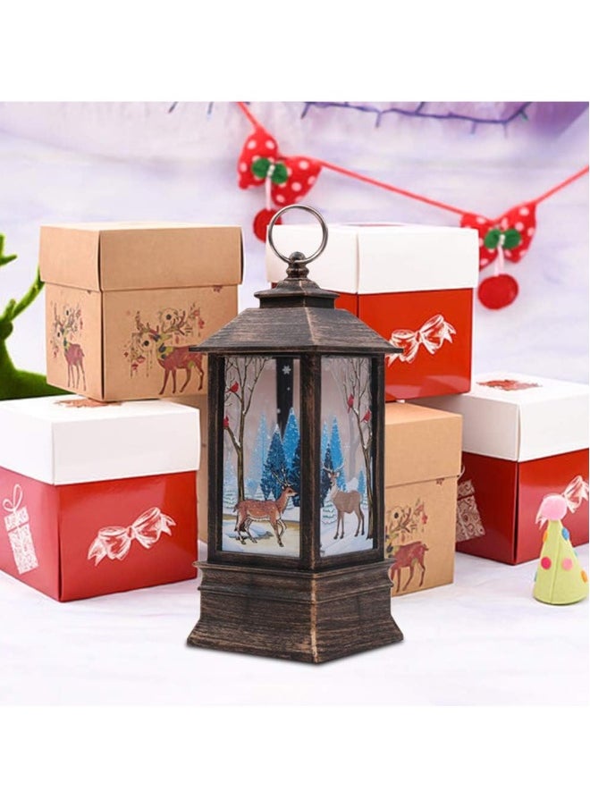 Christmas Decorations Lantern, 3PCS Christmas Decorations Lights Vintage Xmas Candle with LED Tea Light Santa Claus Elk Snowman Pattern Lights Fireless Candles Lamp for Christmas Party Decor