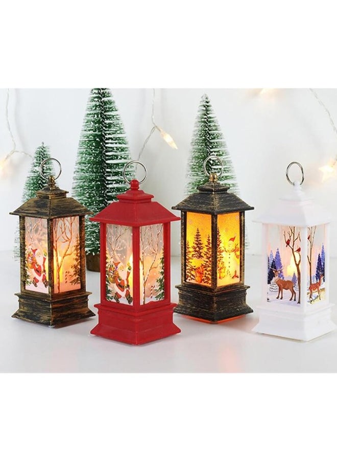 Christmas Lantern Christmas Decoration,Christmas Night Light Lamp,Fireplace Tabletop Lanterns Luminous Plastic Chandelier for Party Wedding Indoor Outdoor Patio,Battery Operated (Brown/Santa)