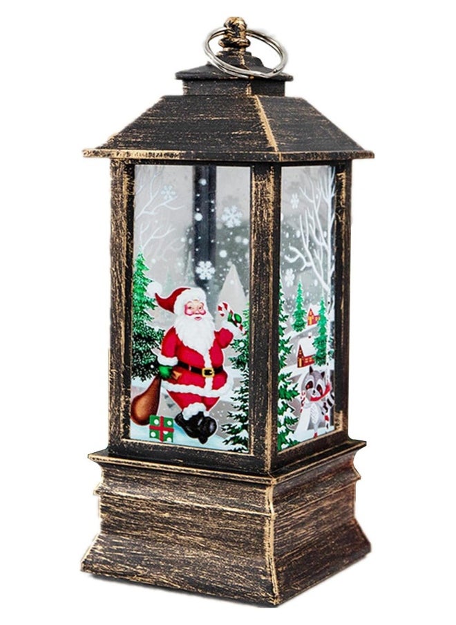 Christmas Lantern Christmas Decoration,Christmas Night Light Lamp,Fireplace Tabletop Lanterns Luminous Plastic Chandelier for Party Wedding Indoor Outdoor Patio,Battery Operated (Brown/Santa)