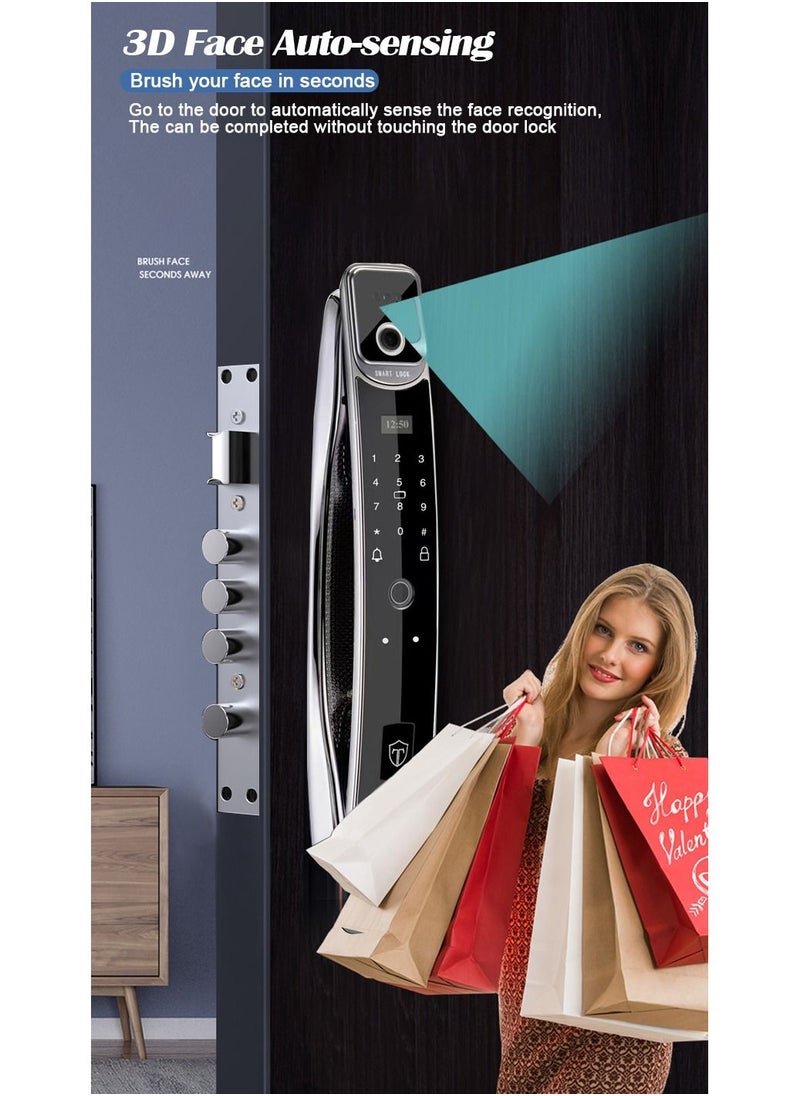 3D Face Real-time Intercom Smart Door Lock Security Face Camera Intelligent Fingerprint Password Biometric Electronic Key Unlock