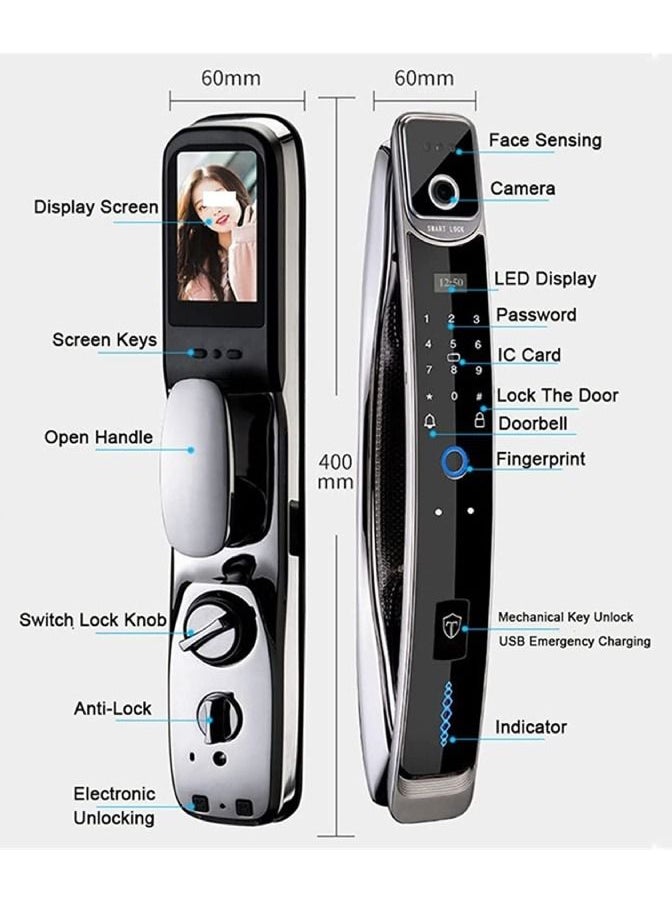 3D Face Real-time Intercom Smart Door Lock Security Face Camera Intelligent Fingerprint Password Biometric Electronic Key Unlock