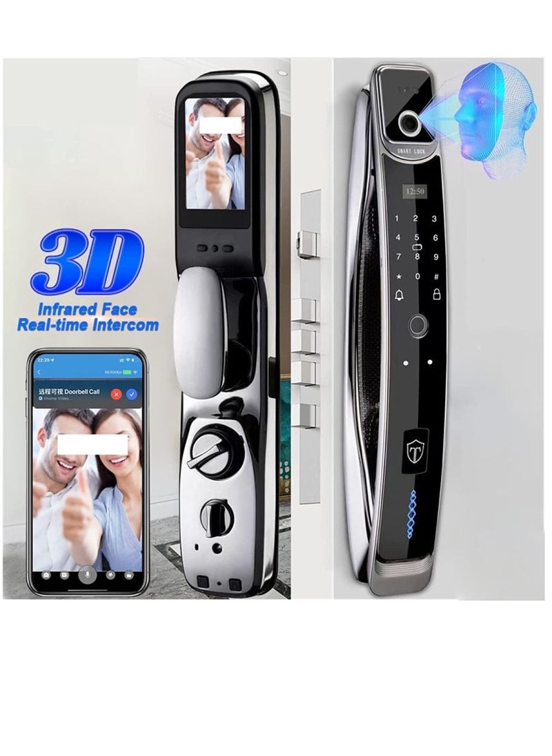 3D Face Real-time Intercom Smart Door Lock Security Face Camera Intelligent Fingerprint Password Biometric Electronic Key Unlock