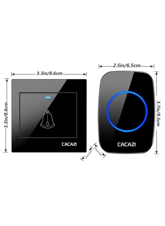 CACAZI H10 1 For 2 Home Wireless Music Doorbell without Battery, Plug:EU Plug(White)