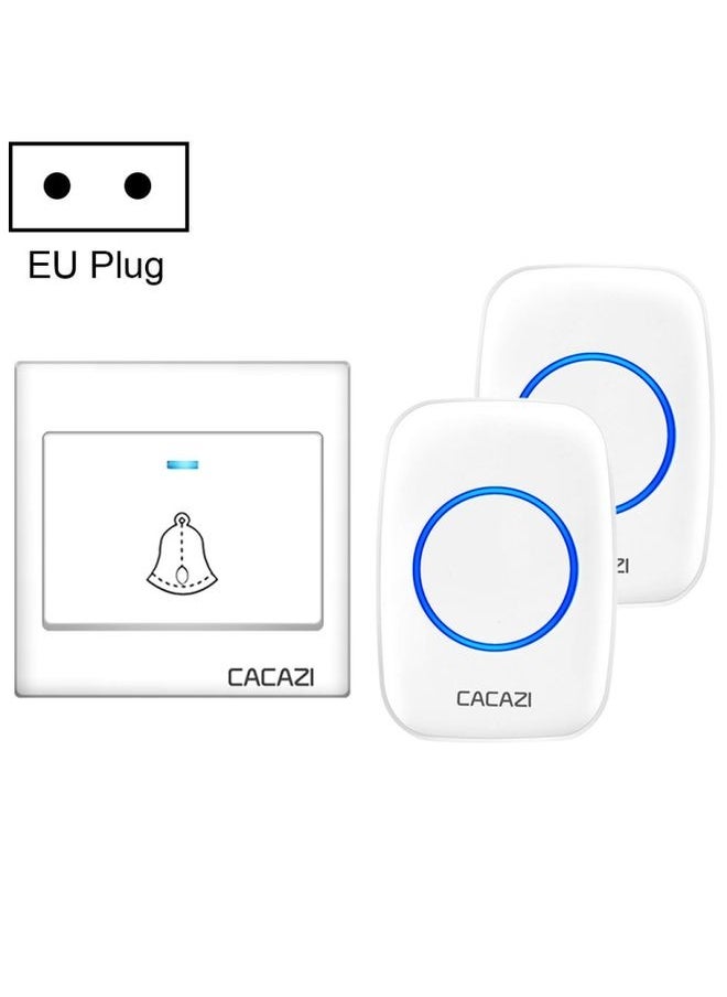 CACAZI H10 1 For 2 Home Wireless Music Doorbell without Battery, Plug:EU Plug(White)