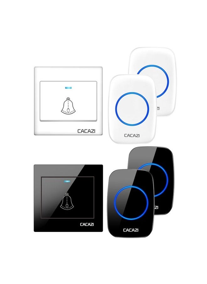 CACAZI H10 1 For 2 Home Wireless Music Doorbell without Battery, Plug:EU Plug(White)
