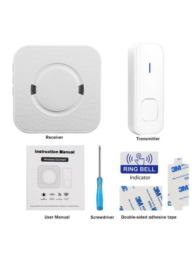 P6-B 110dB Wireless IP55 Waterproof Low Power Consumption WiFi Doorbell Receiver, 53 Music Options, Receiver Distance: 300m(White)