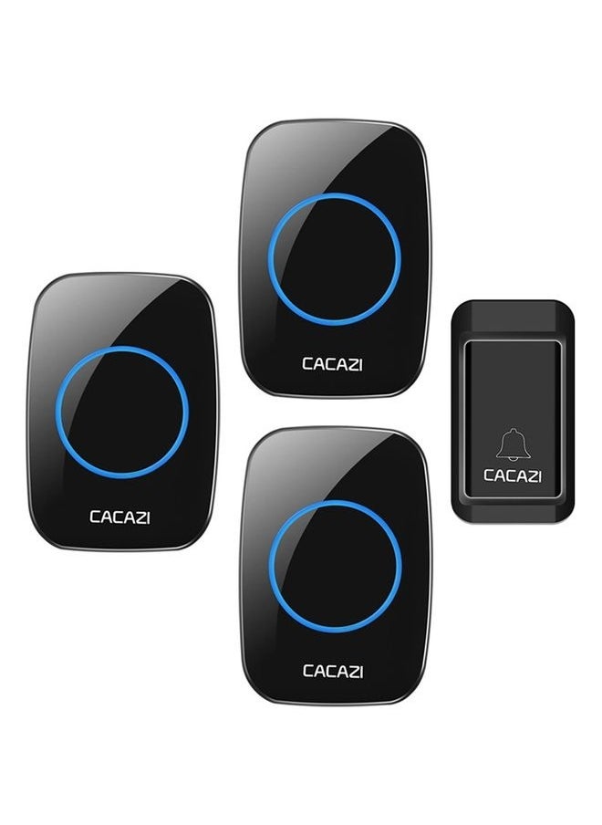 CACAZI A10G One Button Three Receivers Self-Powered Wireless Home Cordless Bell, EU Plug(Black)