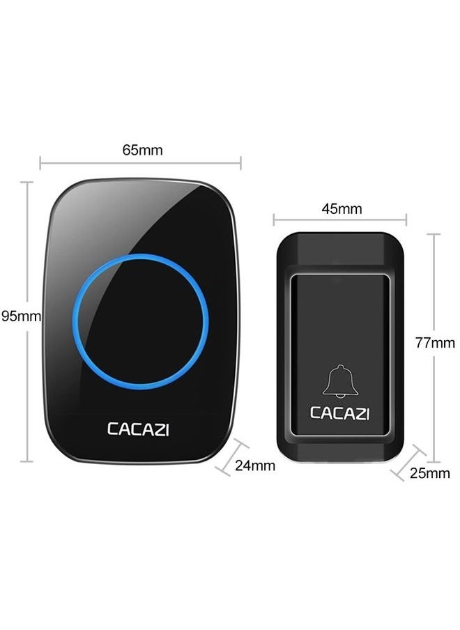 CACAZI A10G One Button Three Receivers Self-Powered Wireless Home Cordless Bell, EU Plug(Black)