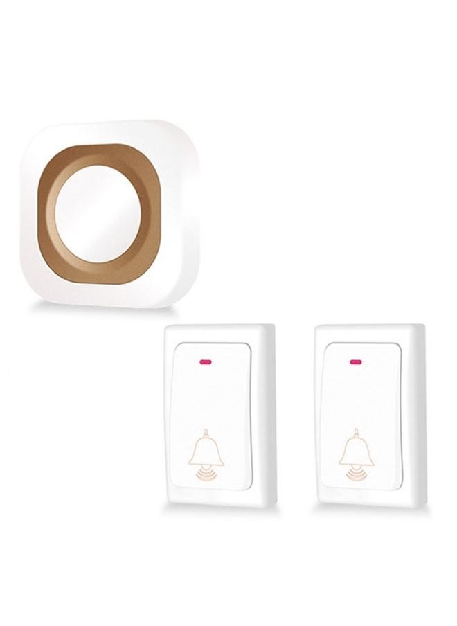 Flash Wireless Home Doorbell Self-Generated Smart Remote Control Doorbell Without Batteries, Specification: 2 For 1 White(EU Plug)