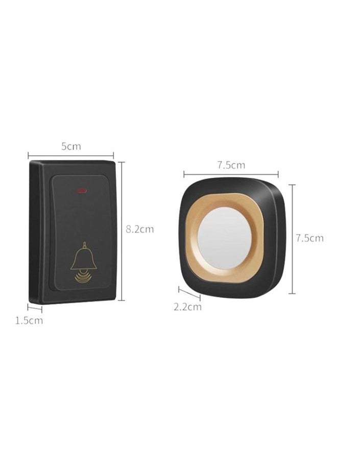 Flash Wireless Home Doorbell Self-Generated Smart Remote Control Doorbell Without Batteries, Specification: 1 For 1 Black(EU Plug)