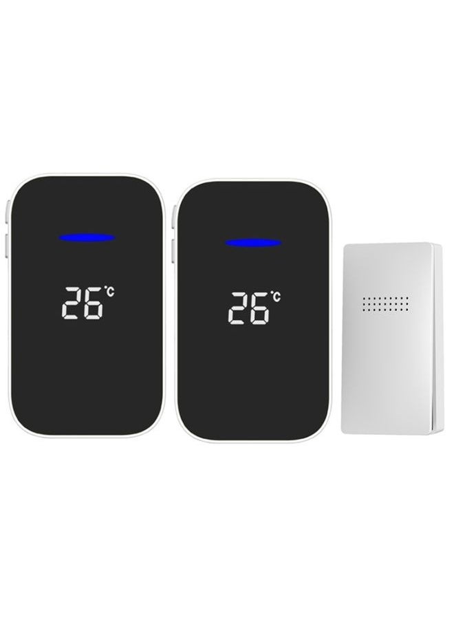 C302B One to Two Home Wireless Doorbell Temperature Digital Display Remote Control Elderly Pager, US Plug(White)