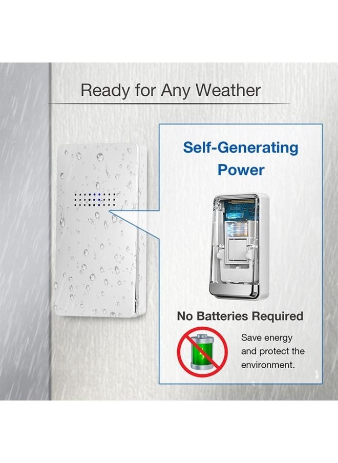 C302B One to Two Home Wireless Doorbell Temperature Digital Display Remote Control Elderly Pager, US Plug(White)