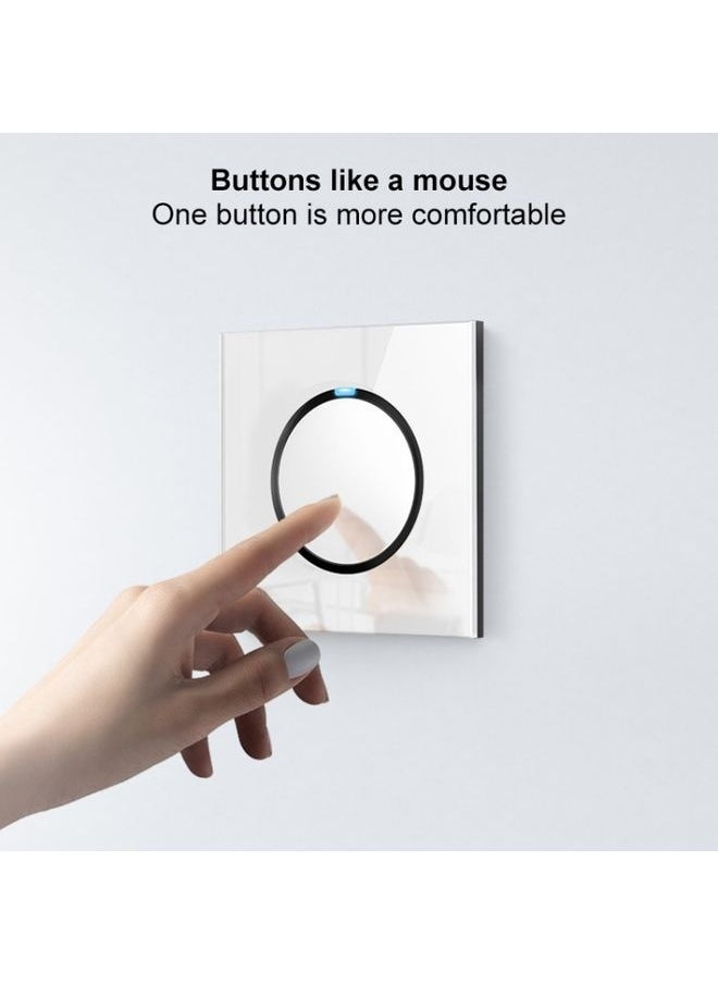 86mm Round LED Tempered Glass Switch Panel, White Round Glass, Style:Four Billing Control