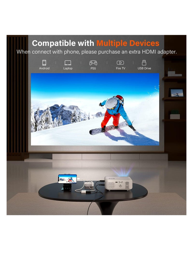 Mini Projector, 1080P Full HD Supported Video Projector, Portable Outdoor Home Theater Movie Projector, 50% Zoom, Compatible with HDMI, USB, AV, Smartphone/Tablet/Laptop (Small Projector) | ‎N3 | FCGD