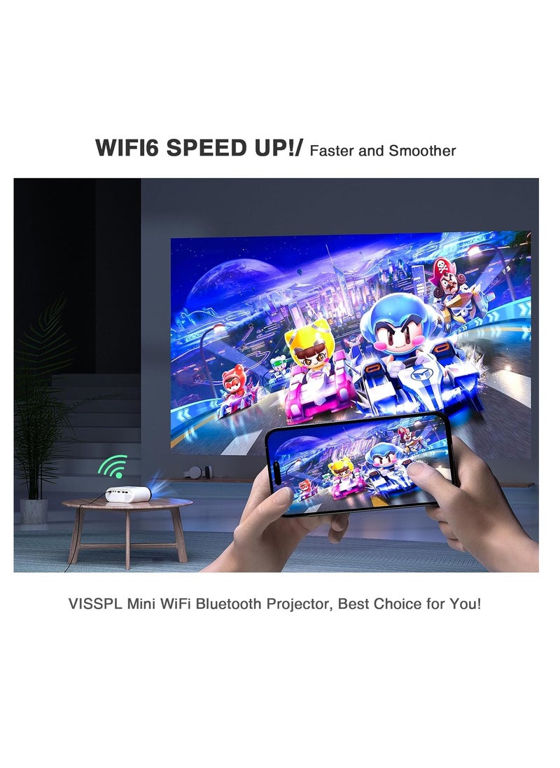 Mini Projector with WIFI and Bluetooth, Full HD 1080P Projector, Portable Outdoor Projector with Tripod, Home Theater Movie Phone Projector Compatible with Android/iOS/Windows/TV Stick/HDMI/USB | F3DY