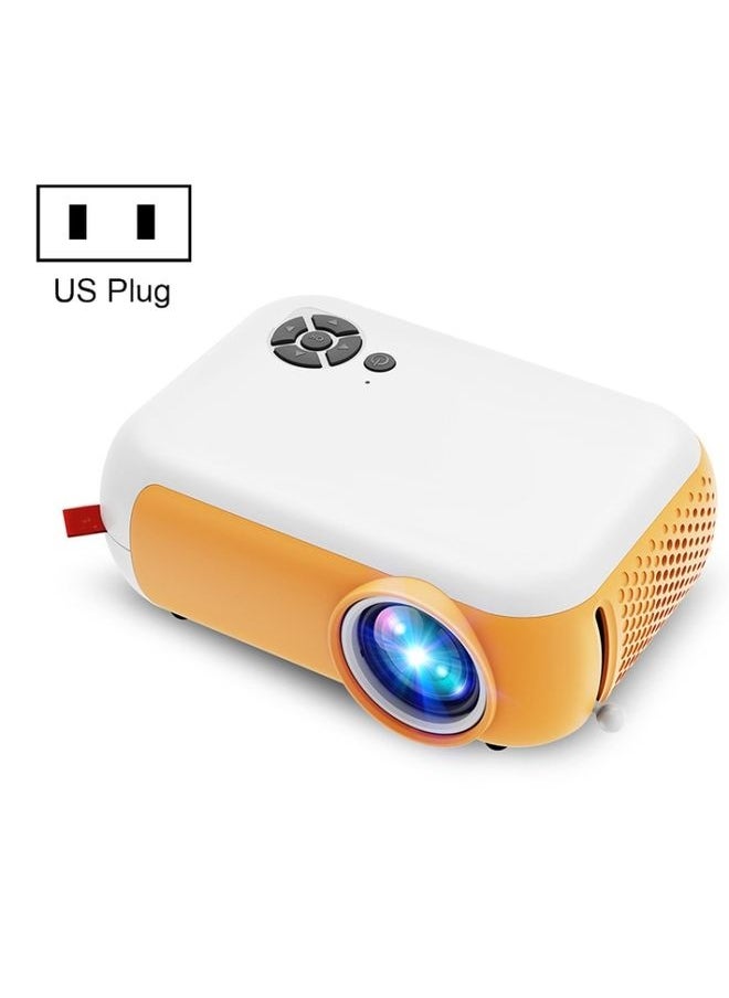 A10 480x360 Pixel Projector Support 1080P Projector ,Style: Basic Model White Yellow(US Plug)