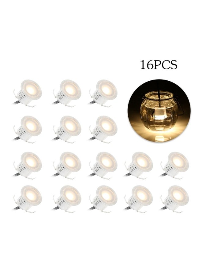 16-Piece LED Deck Light Warm White 3.1x2.3x3.1cm