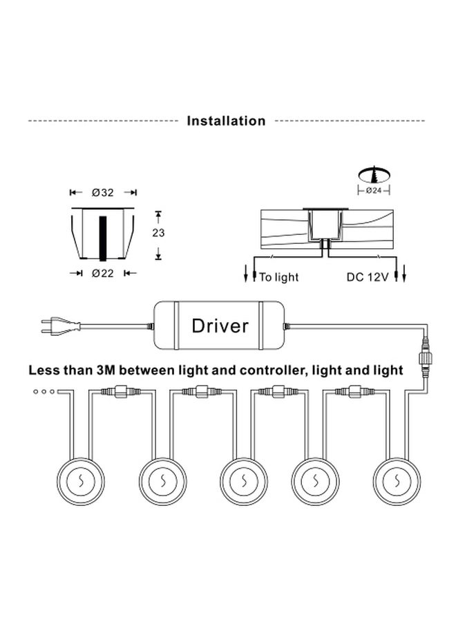 16-Piece LED Deck Light Warm White 3.1x2.3x3.1cm