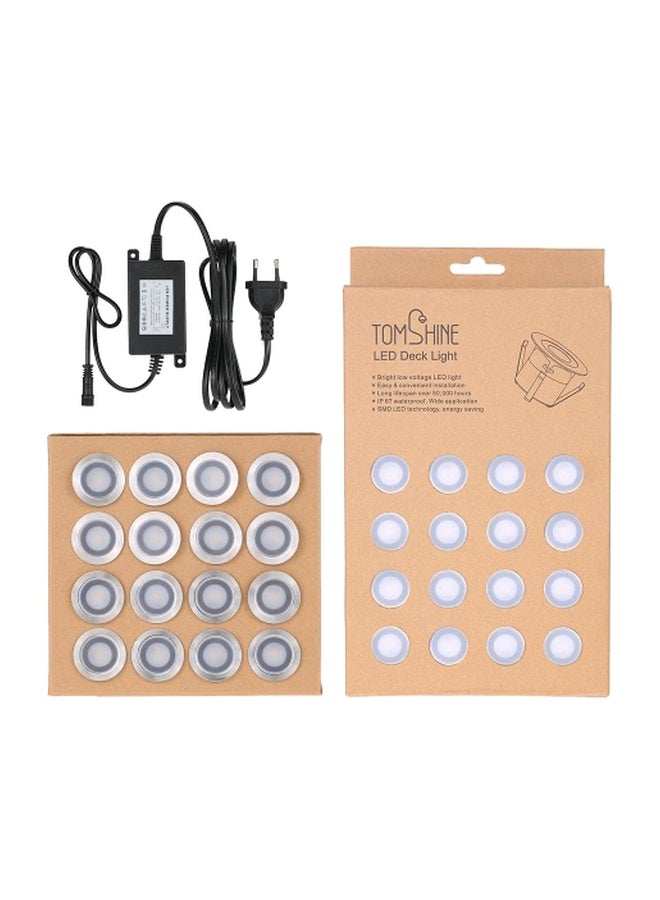 16-Piece LED Deck Light Warm White 3.1x2.3x3.1cm