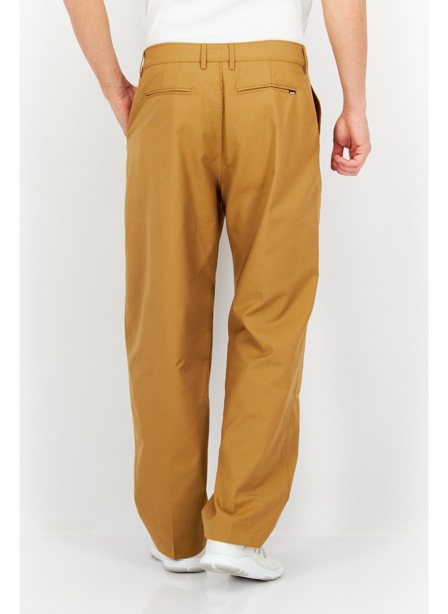 Men Regular Fit Plain Chino Pants, Tan