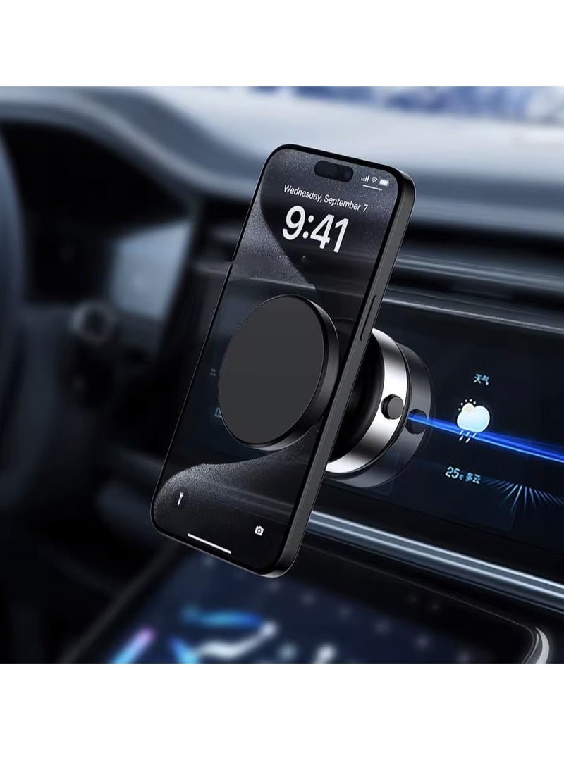 New Magnetic Suction Phone Holder for Car, Mirror, Gym - 360°Rotation Magnetic Car Cell Phone Holder - Compatible with Metal and Glass Surface (Silver)