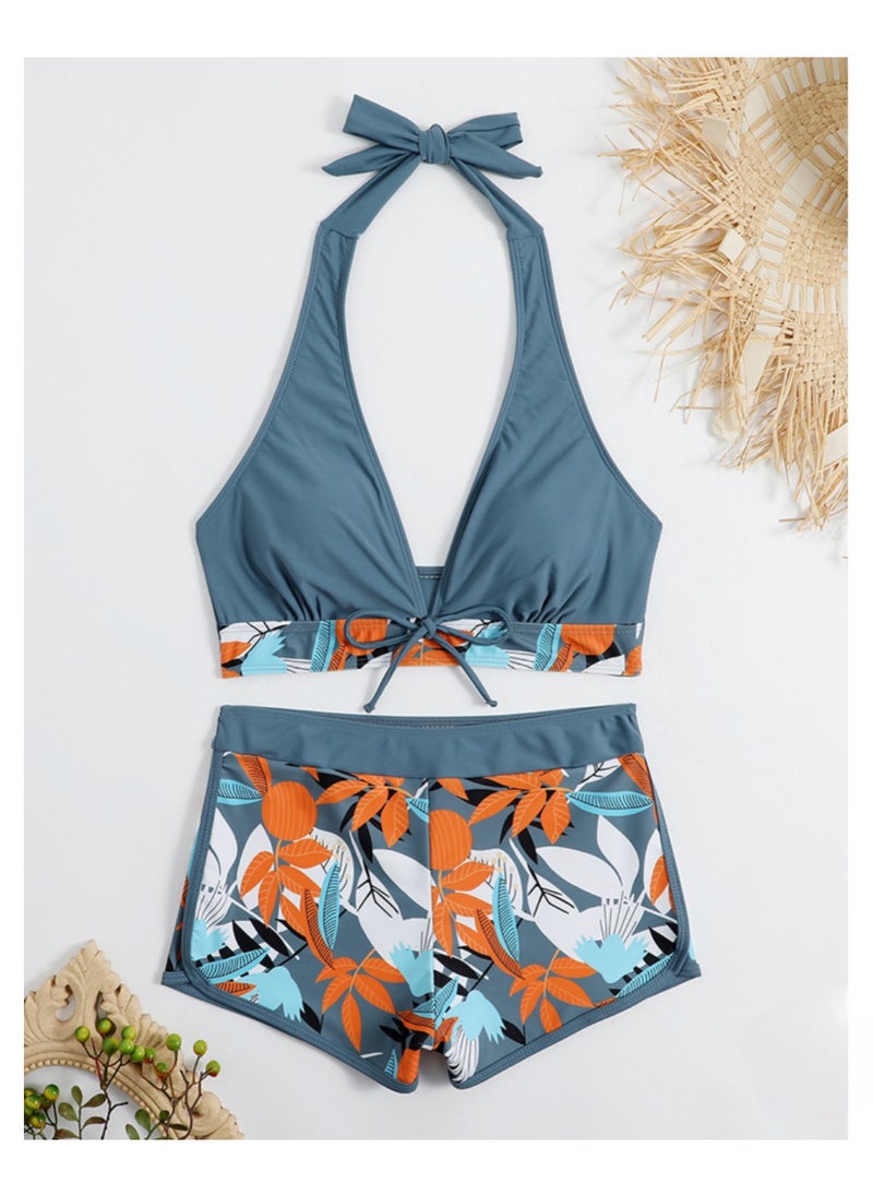 Women Swimwear Leaf Print Swimsuit Ladies Beachwear