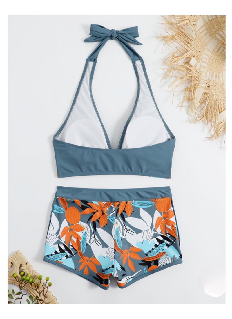 Women Swimwear Leaf Print Swimsuit Ladies Beachwear