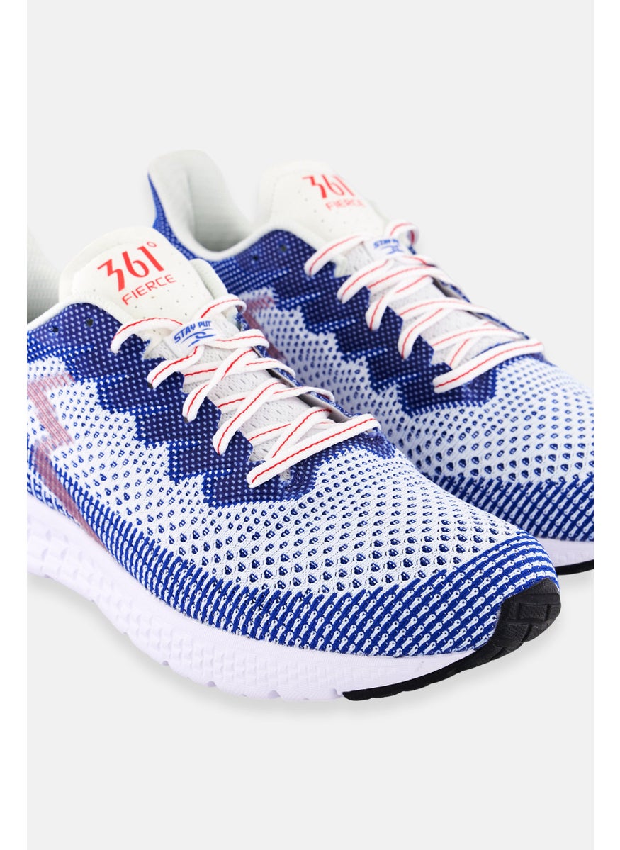 Women Wide Fierce 4 Lace Up Running Shoes, Blue/White Combo