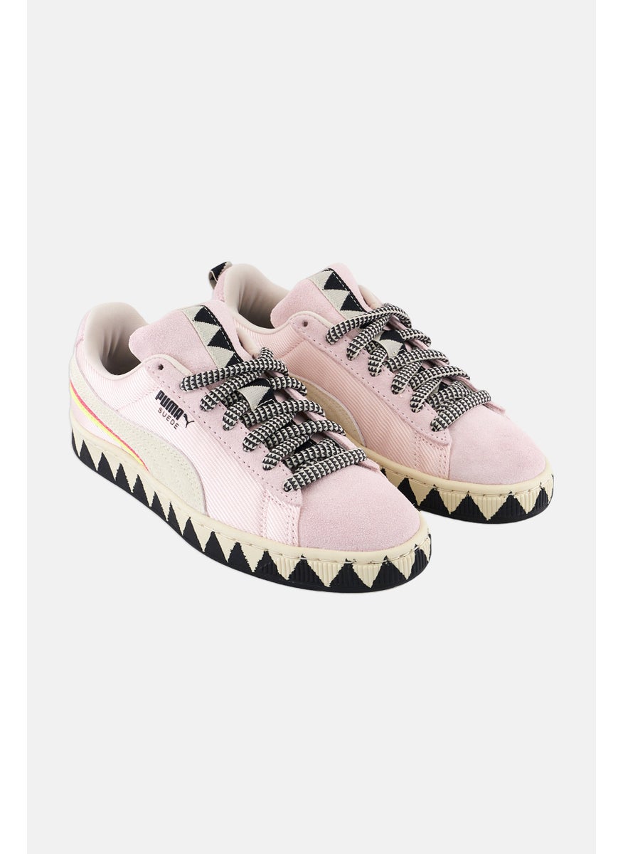 Women Suede Lemlem Lace Up Outdoor Shoes, Frosty Pink