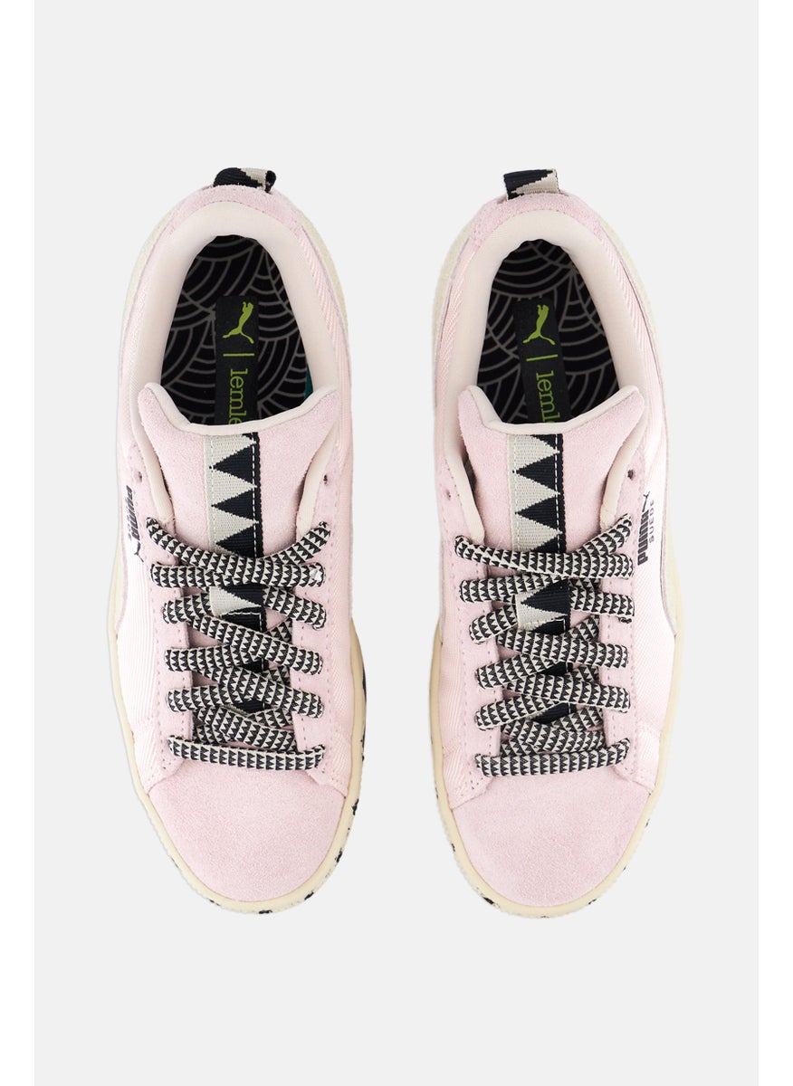 Women Suede Lemlem Lace Up Outdoor Shoes, Frosty Pink