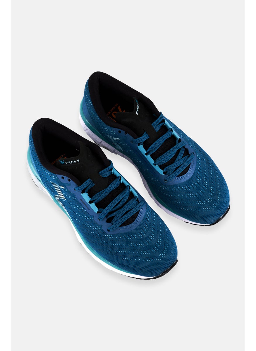 Women Strata Lace Up Running Shoes, Teal Blue/Combo