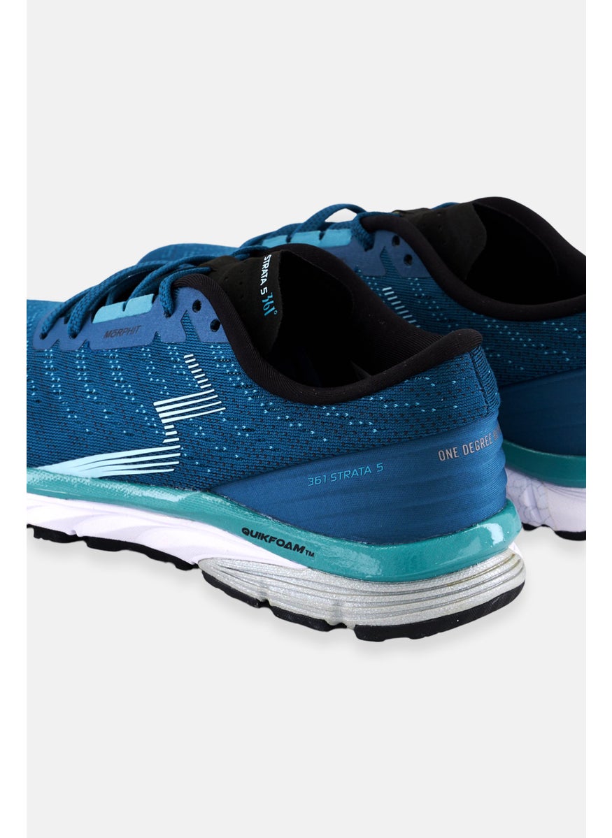 Women Strata Lace Up Running Shoes, Teal Blue/Combo