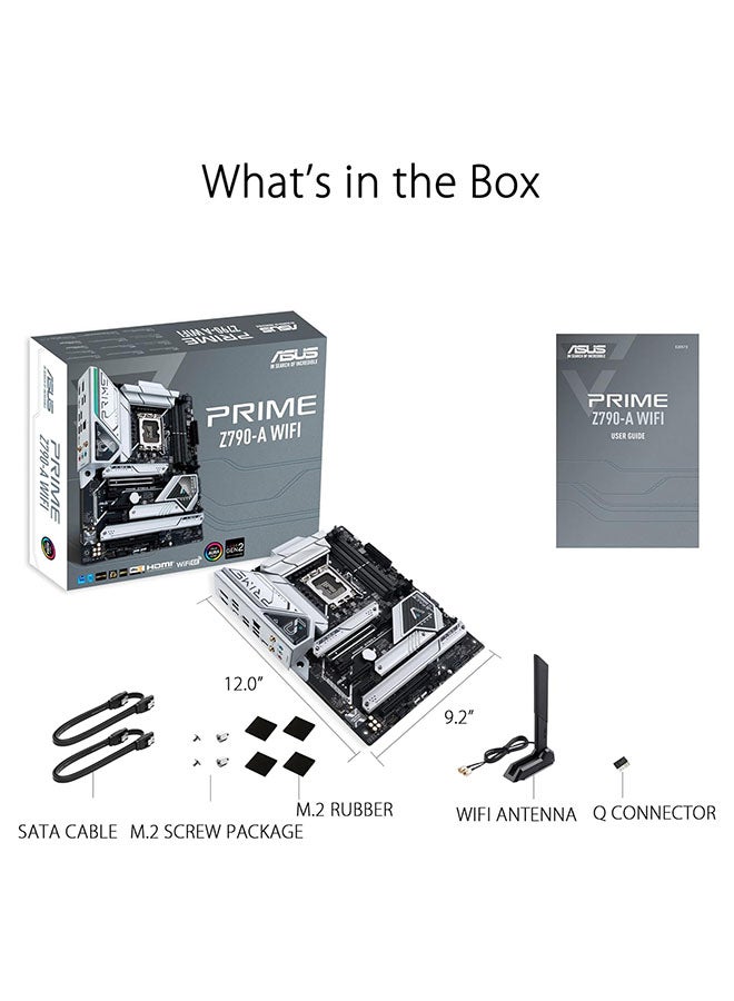 Prime Z790-A WiFi 6E LGA 1700(Intel®13th&12th) ATX Motherboard (16+1 DrMOS, PCIe 5.0,DDR5,4X M.2 Slots,2.5 Gb LAN,USB 3.2 Gen 2 Front Panel Type-C, Thunderbolt™ 4/USB4, DP) Black