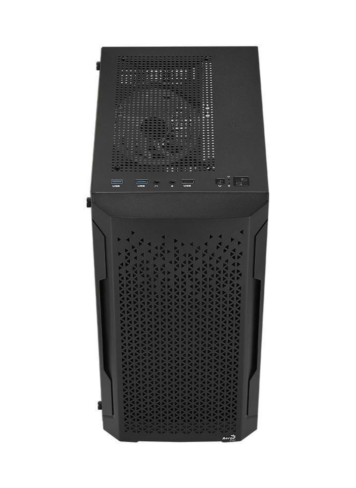 AEROCOOL Mini Tower Case Trinity Mini-G-BK-v3, Full Tempered Glass Side Panel, Supports Liquid Cooling, Built-in Air Vents, Supports Micro-ATX and Mini-ITX Motherboards, 3x ARGB Fan Included