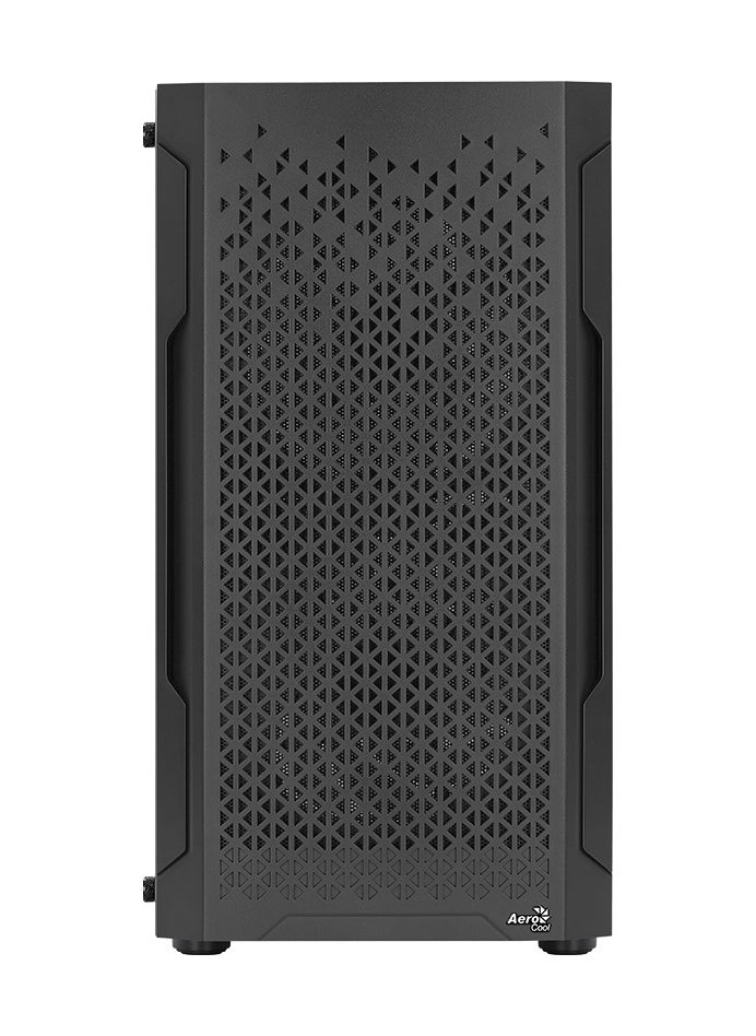 AEROCOOL Mini Tower Case Trinity Mini-G-BK-v3, Full Tempered Glass Side Panel, Supports Liquid Cooling, Built-in Air Vents, Supports Micro-ATX and Mini-ITX Motherboards, 3x ARGB Fan Included