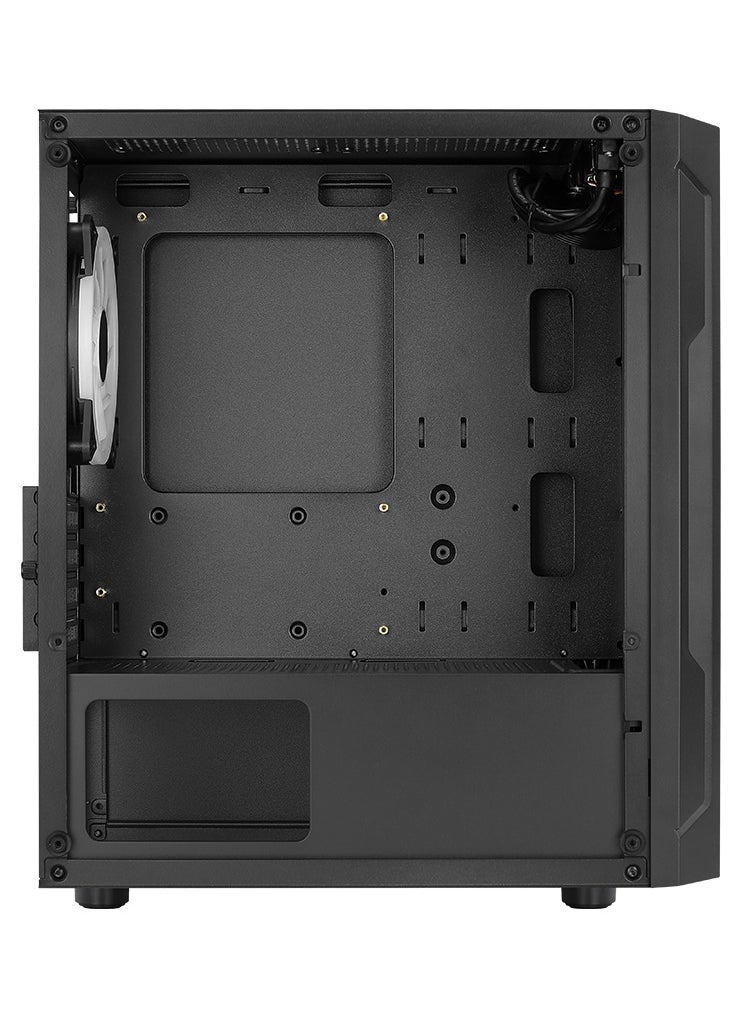 AEROCOOL Mini Tower Case Trinity Mini-G-BK-v3, Full Tempered Glass Side Panel, Supports Liquid Cooling, Built-in Air Vents, Supports Micro-ATX and Mini-ITX Motherboards, 3x ARGB Fan Included