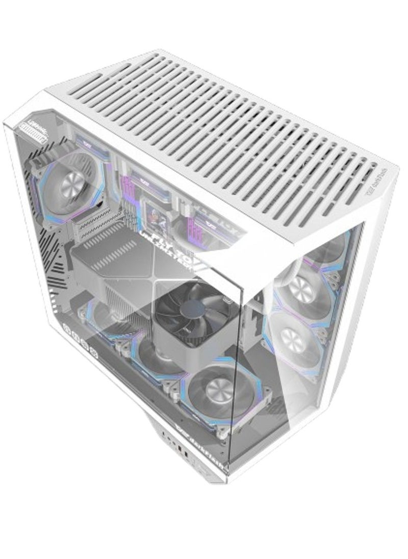 DY470 ATX Mid Tower PC Case – Supports ATX/M-ATX/ITX Motherboards, Up to 410mm GPU, 175mm CPU Cooler, 10 Fan Support, 2 Radiators (360mm Top/Side, 120mm Rear), 0.7mm SPCC Steel, 7 PCIe Slots, USB 3.0 x2, Type-C x1, HD Audio, Pre-installed ARGB Fans | White