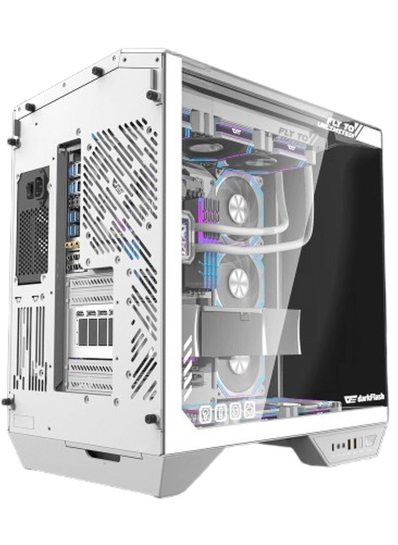 DY470 ATX Mid Tower PC Case – Supports ATX/M-ATX/ITX Motherboards, Up to 410mm GPU, 175mm CPU Cooler, 10 Fan Support, 2 Radiators (360mm Top/Side, 120mm Rear), 0.7mm SPCC Steel, 7 PCIe Slots, USB 3.0 x2, Type-C x1, HD Audio, Pre-installed ARGB Fans | White