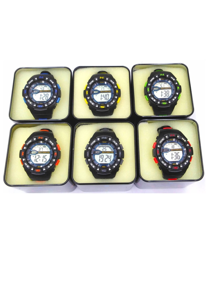 Children Digital Sports Watches, Water Resistant,Set of 12