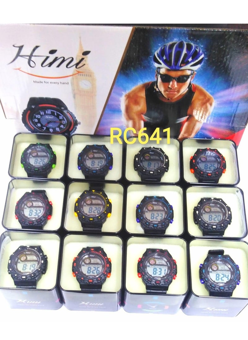 Children Digital Sports Watches, Water Resistant, Set of 6