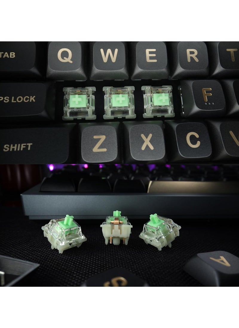 Baby Kangaroo 2.0 Keyboard Switches, Heavy Tactile RGB LED 5 Pin Green 22mm Dual-Stage Spring Factory Pre-lubed 59gf Key Switches for MX Mechanical Keyboard(35PCS)